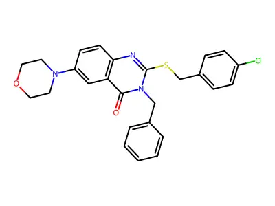 3-benzyl-2-((4-chlorobenzyl)thio)-6-morpholinoquinazolin-4(3H)-one structure