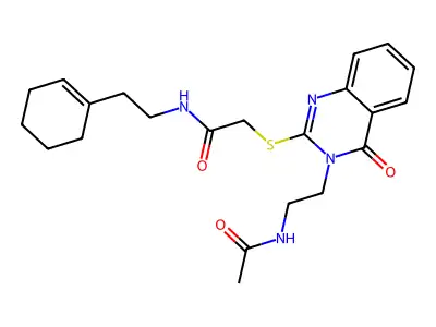 2-((3-(2-acetamidoethyl)-4-oxo-3,4-dihydroquinazolin-2-yl)thio)-N-(2-(cyclohex-1-en-1-yl)ethyl)acetamide structure