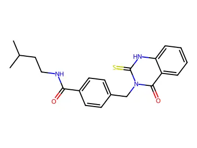 N-(3-methylbutyl)-4-[(4-oxo-2-sulfanylidene-1H-quinazolin-3-yl)methyl]benzamide structure