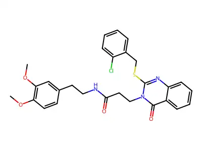 3-(2-{[(2-chlorophenyl)methyl]sulfanyl}-4-oxo-3,4-dihydroquinazolin-3-yl)-N-[2-(3,4-dimethoxyphenyl)ethyl]propanamide structure