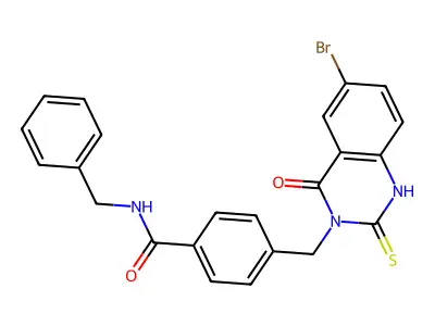 N-benzyl-4-[(6-bromo-4-oxo-2-sulfanylidene-1H-quinazolin-3-yl)methyl]benzamide structure