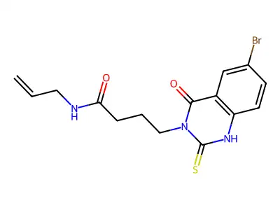 4-(6-bromo-4-oxo-2-sulfanylidene-1H-quinazolin-3-yl)-N-prop-2-enylbutanamide structure