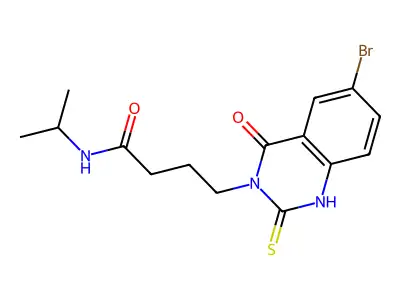 4-(6-bromo-4-oxo-2-sulfanylidene-1H-quinazolin-3-yl)-N-propan-2-ylbutanamide structure