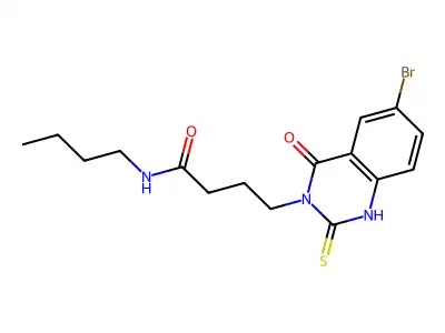 4-(6-bromo-4-oxo-2-sulfanylidene-1H-quinazolin-3-yl)-N-butylbutanamide structure