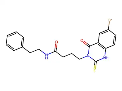 4-(6-bromo-4-oxo-2-thioxo-1,2-dihydroquinazolin-3(4H)-yl)-N-phenethylbutanamide structure
