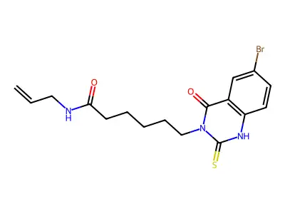 6-(6-bromo-4-oxo-2-sulfanylidene-1H-quinazolin-3-yl)-N-prop-2-enylhexanamide structure
