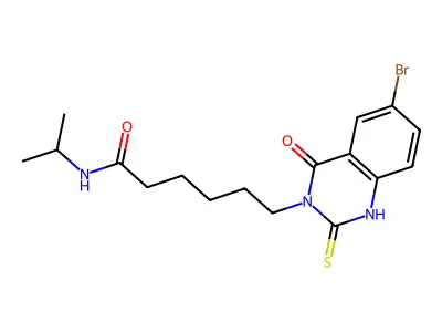 6-(6-bromo-4-oxo-2-thioxo-1,2-dihydroquinazolin-3(4H)-yl)-N-isopropylhexanamide structure