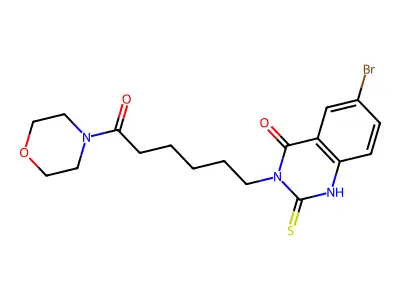6-bromo-3-(6-morpholin-4-yl-6-oxohexyl)-2-sulfanylidene-1H-quinazolin-4-one structure