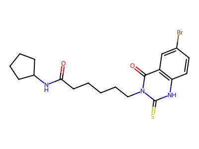 6-(6-bromo-4-oxo-2-sulfanylidene-1H-quinazolin-3-yl)-N-cyclopentylhexanamide structure