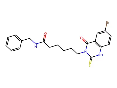 N-benzyl-6-(6-bromo-4-oxo-2-sulfanylidene-1H-quinazolin-3-yl)hexanamide structure