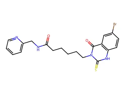 6-(6-bromo-4-oxo-2-sulfanylidene-1H-quinazolin-3-yl)-N-(pyridin-2-ylmethyl)hexanamide structure