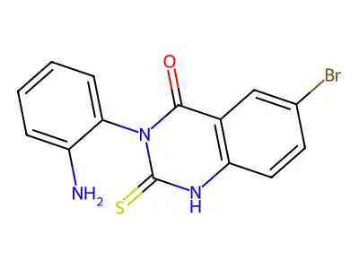 3-(2-aminophenyl)-6-bromo-2-sulfanylidene-1H-quinazolin-4-one structure