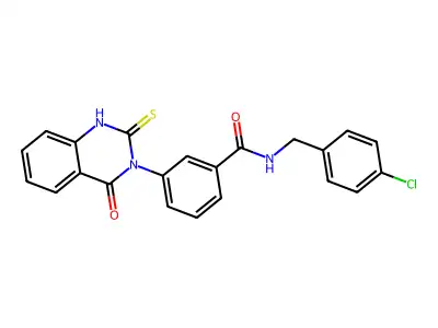 N-[(4-chlorophenyl)methyl]-3-(4-oxo-2-sulfanylidene-1H-quinazolin-3-yl)benzamide structure