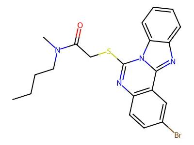 2-(2-bromobenzimidazolo[1,2-c]quinazolin-6-yl)sulfanyl-N-butyl-N-methylacetamide structure