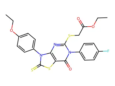 ethyl 2-{[3-(4-ethoxyphenyl)-6-(4-fluorophenyl)-7-oxo-2-sulfanylidene-2H,3H,6H,7H-[1,3]thiazolo[4,5-d]pyrimidin-5-yl]sulfanyl}acetate structure