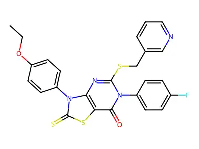 3-(4-ethoxyphenyl)-6-(4-fluorophenyl)-5-{[(pyridin-3-yl)methyl]sulfanyl}-2-sulfanylidene-2H,3H,6H,7H-[1,3]thiazolo[4,5-d]pyrimidin-7-one structure