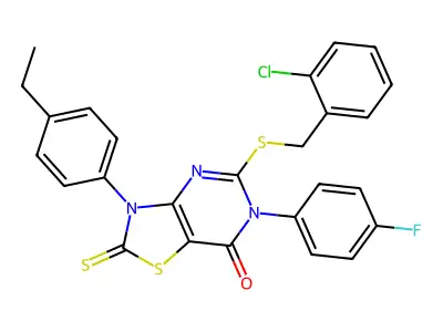 5-{[(2-chlorophenyl)methyl]sulfanyl}-3-(4-ethylphenyl)-6-(4-fluorophenyl)-2-sulfanylidene-2H,3H,6H,7H-[1,3]thiazolo[4,5-d]pyrimidin-7-one structure