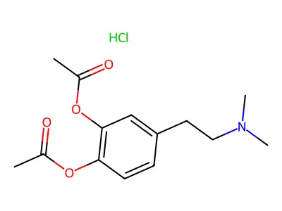 1,2-Benzenediol, 4-(2-(dimethylamino)ethyl)-, diacetate (ester), hydrochloride structure