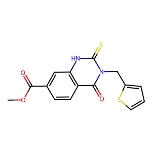 Methyl 4-oxo-3-(2-thienylmethyl)-2-thioxo-1,3-dihydroquinazoline-7-carboxylate structure