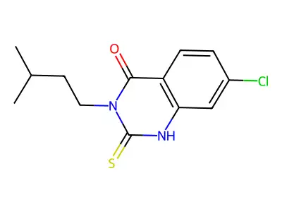 7-Chloro-3-(3-methylbutyl)-2-sulfanyl-3,4-dihydroquinazolin-4-one structure
