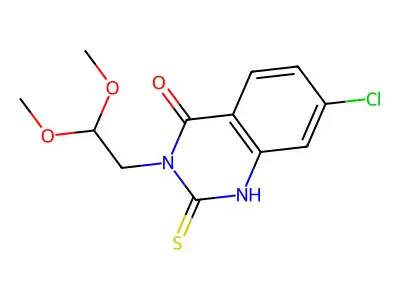 7-chloro-3-(2,2-dimethoxyethyl)-2-sulfanylidene-1H-quinazolin-4-one structure
