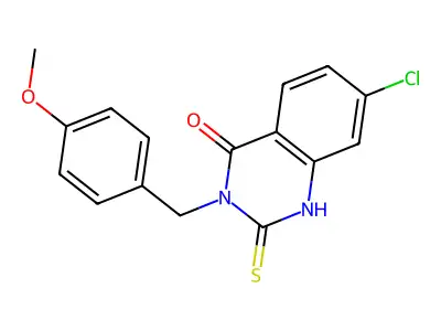 7-chloro-3-[(4-methoxyphenyl)methyl]-2-sulfanylidene-1H-quinazolin-4-one structure
