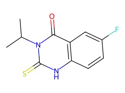 6-fluoro-3-propan-2-yl-2-sulfanylidene-1H-quinazolin-4-one structure