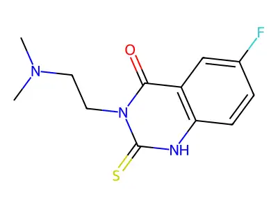 3-(2-(dimethylamino)ethyl)-6-fluoro-2-thioxo-2,3-dihydroquinazolin-4(1H)-one structure