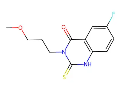 6-fluoro-3-(3-methoxypropyl)-2-sulfanylidene-1H-quinazolin-4-one structure