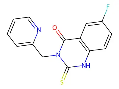 6-fluoro-3-(pyridin-2-ylmethyl)-2-sulfanylidene-1H-quinazolin-4-one structure