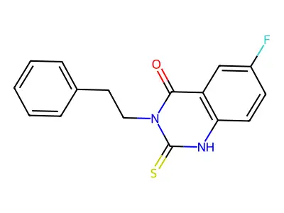 6-fluoro-3-phenethyl-2-thioxo-2,3-dihydroquinazolin-4(1H)-one structure