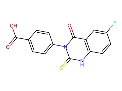 4-(6-fluoro-4-oxo-2-sulfanylidene-1H-quinazolin-3-yl)benzoic Acid structure