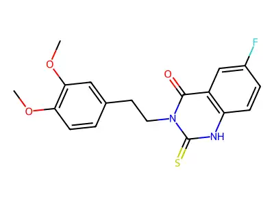 3-[2-(3,4-dimethoxyphenyl)ethyl]-6-fluoro-2-sulfanylidene-1H-quinazolin-4-one structure