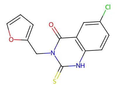 6-chloro-3-(furan-2-ylmethyl)-2-sulfanylidene-1H-quinazolin-4-one structure
