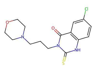 6-chloro-3-(3-morpholin-4-ylpropyl)-2-sulfanylidene-1H-quinazolin-4-one structure