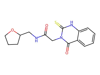 N-(oxolan-2-ylmethyl)-2-(4-oxo-2-sulfanylidene-1H-quinazolin-3-yl)acetamide structure