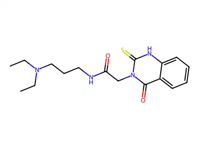 N-[3-(diethylamino)propyl]-2-(4-oxo-2-sulfanylidene-1H-quinazolin-3-yl)acetamide structure