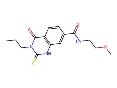 N-(2-methoxyethyl)-4-oxo-3-propyl-2-sulfanylidene-1H-quinazoline-7-carboxamide structure