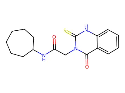 N-cycloheptyl-2-(4-oxo-2-sulfanylidene-1H-quinazolin-3-yl)acetamide structure
