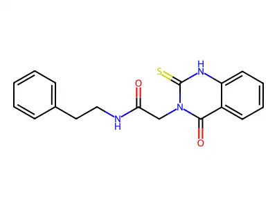 2-(4-oxo-2-thioxo-1,4-dihydroquinazolin-3(2H)-yl)-N-(2-phenylethyl)acetamide structure
