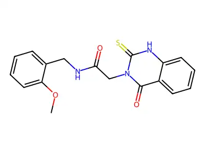 N-[(2-methoxyphenyl)methyl]-2-(4-oxo-2-sulfanylidene-1,2,3,4-tetrahydroquinazolin-3-yl)acetamide structure