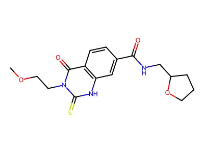 3-(2-methoxyethyl)-4-oxo-N-(oxolan-2-ylmethyl)-2-sulfanylidene-1H-quinazoline-7-carboxamide structure