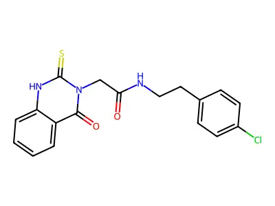 N-[2-(4-chlorophenyl)ethyl]-2-(4-oxo-2-sulfanylidene-1H-quinazolin-3-yl)acetamide structure