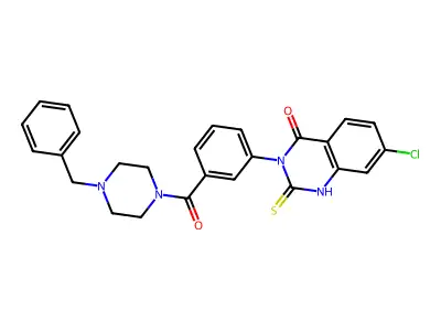 3-[3-(4-benzylpiperazine-1-carbonyl)phenyl]-7-chloro-2-sulfanylidene-1H-quinazolin-4-one structure
