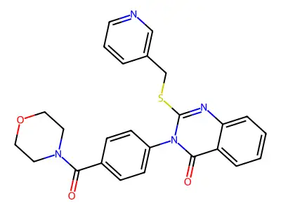 3-[4-(morpholine-4-carbonyl)phenyl]-2-(pyridin-3-ylmethylsulfanyl)quinazolin-4-one structure