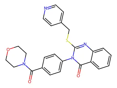 3-[4-(morpholine-4-carbonyl)phenyl]-2-(pyridin-4-ylmethylsulfanyl)quinazolin-4-one structure