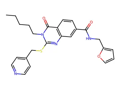 N-[(furan-2-yl)methyl]-4-oxo-3-pentyl-2-{[(pyridin-4-yl)methyl]sulfanyl}-3,4-dihydroquinazoline-7-carboxamide structure