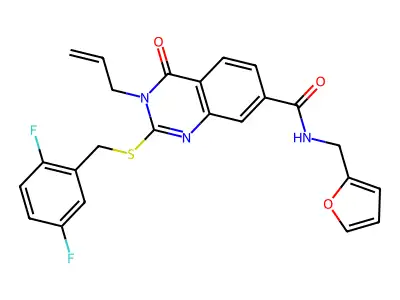 2-{[(2,5-difluorophenyl)methyl]sulfanyl}-N-[(furan-2-yl)methyl]-4-oxo-3-(prop-2-en-1-yl)-3,4-dihydroquinazoline-7-carboxamide structure