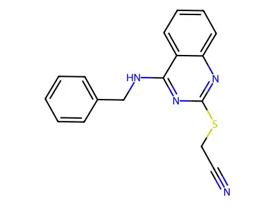 2-[4-(Benzylamino)quinazolin-2-yl]sulfanylacetonitrile structure