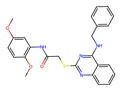 2-[4-(benzylamino)quinazolin-2-yl]sulfanyl-N-(2,5-dimethoxyphenyl)acetamide structure